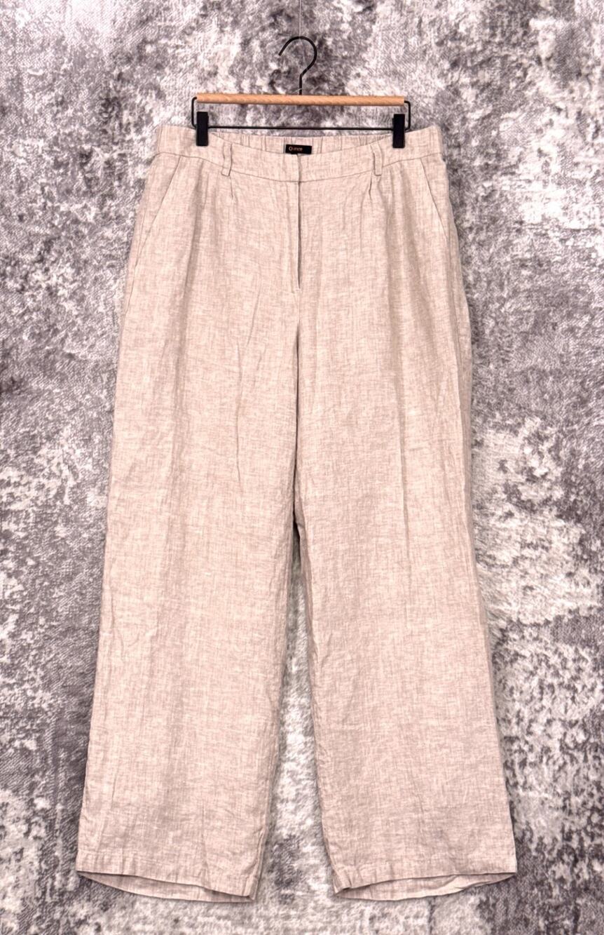 Quince Pants 14 Womens 100% European Linen Pleated Trouser In Flax